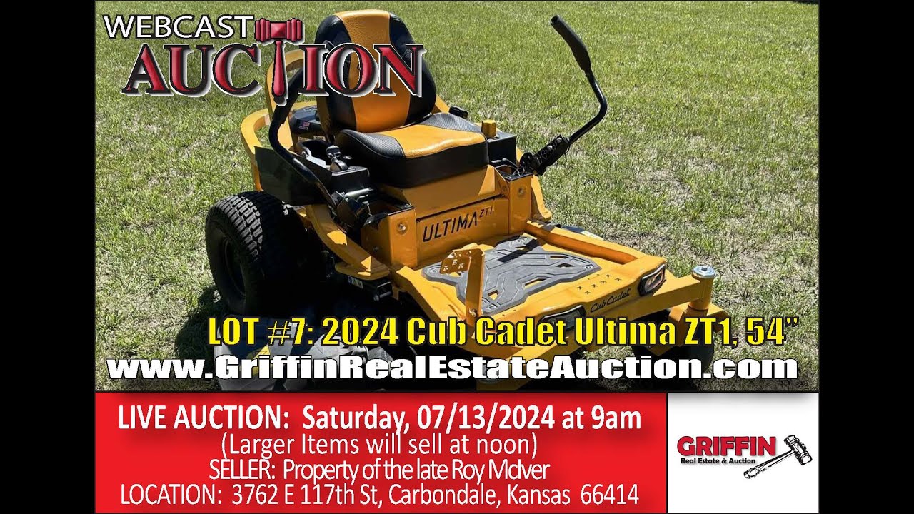 LOT 7:  2024 Cub Cadet Ultima 54” Zero Turn Mower (7/13/2024 McIver Auction)
