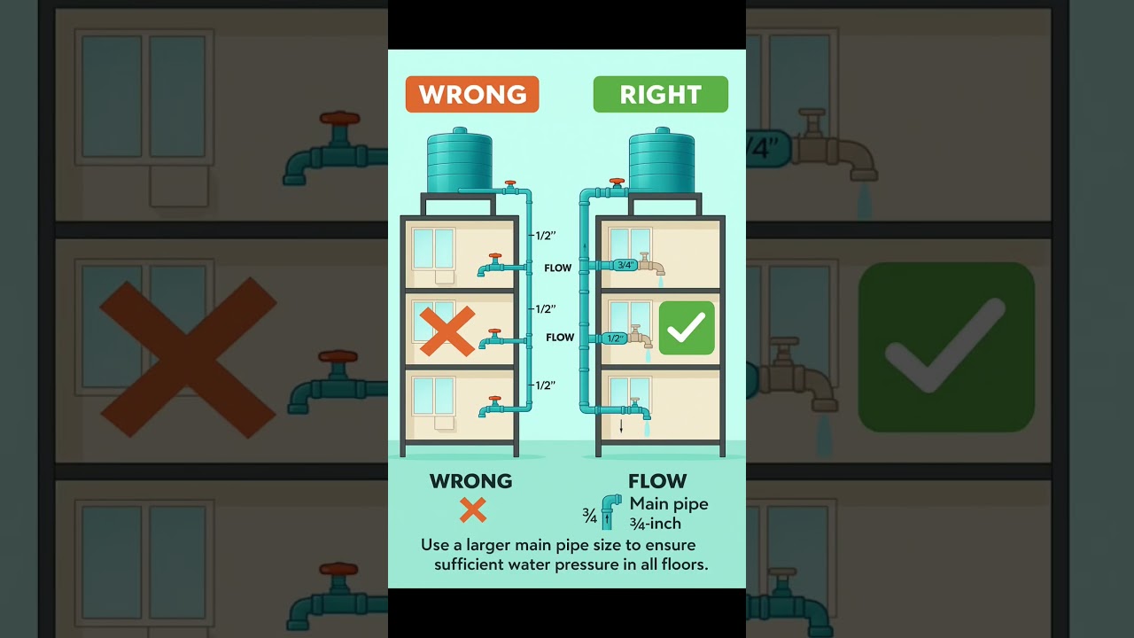 Water Supply System for Domestic Use | Correct Way | Basic Knowledge for Civil Engineering | #Shorts