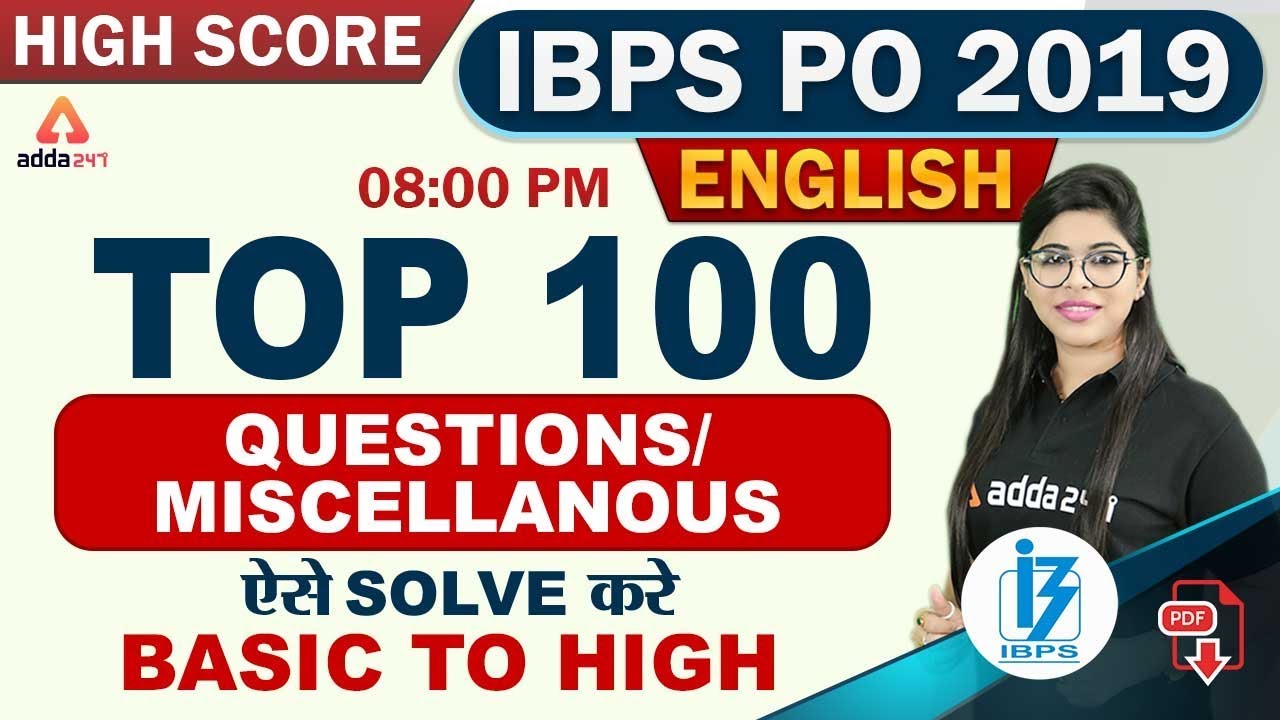 IBPS PO 2019 | English | Top 100 Questions/Miscellaneous