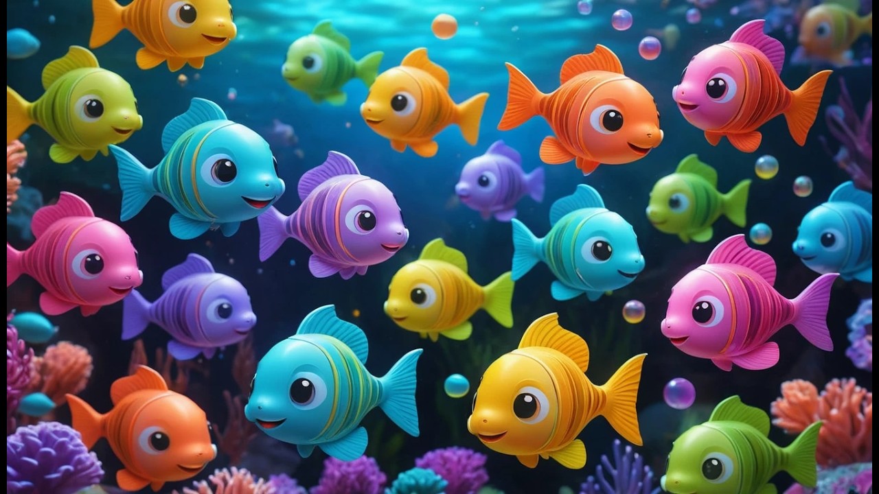 Sechzehn kleine Spielzeug Laternenfische | AV1 Ultra HD Kinderlieder & Meereswelt