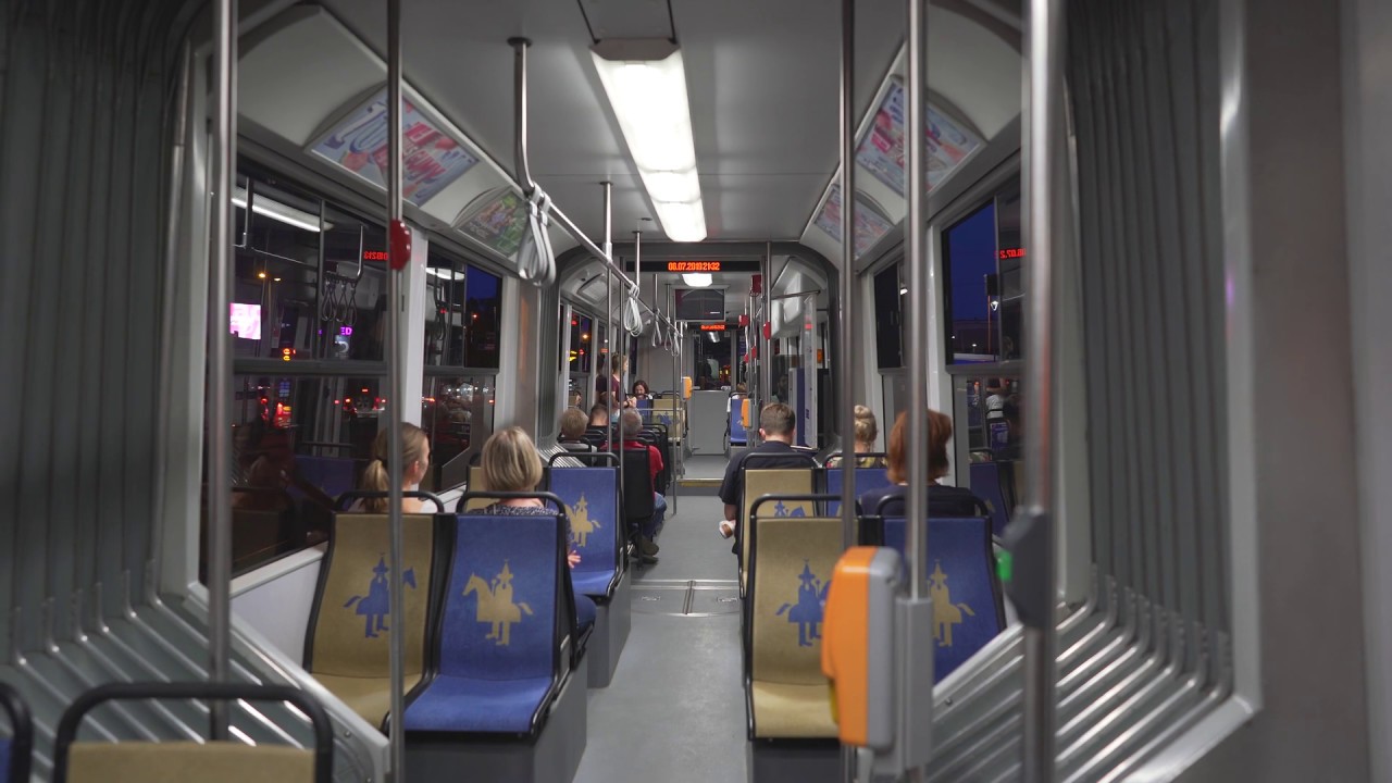 Poland, Krakow, tram 11 night ride from Łagiewniki to Lipińskiego
