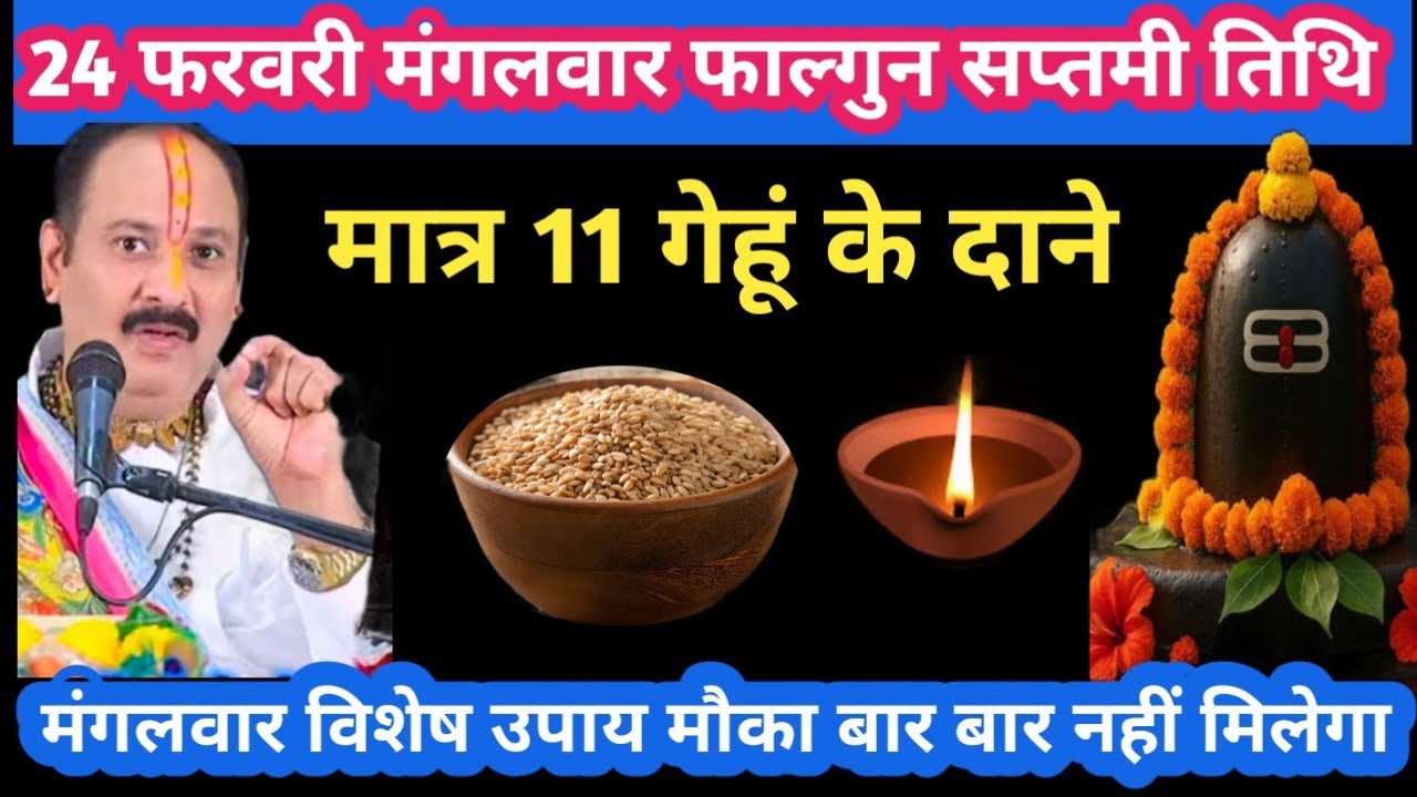 24 फरवरी मंगलवार फाल्गुन सप्तमी तिथि मात्र 11 गेहूं के दाने उपाय #mangalwar#upay#pradeepmishraji