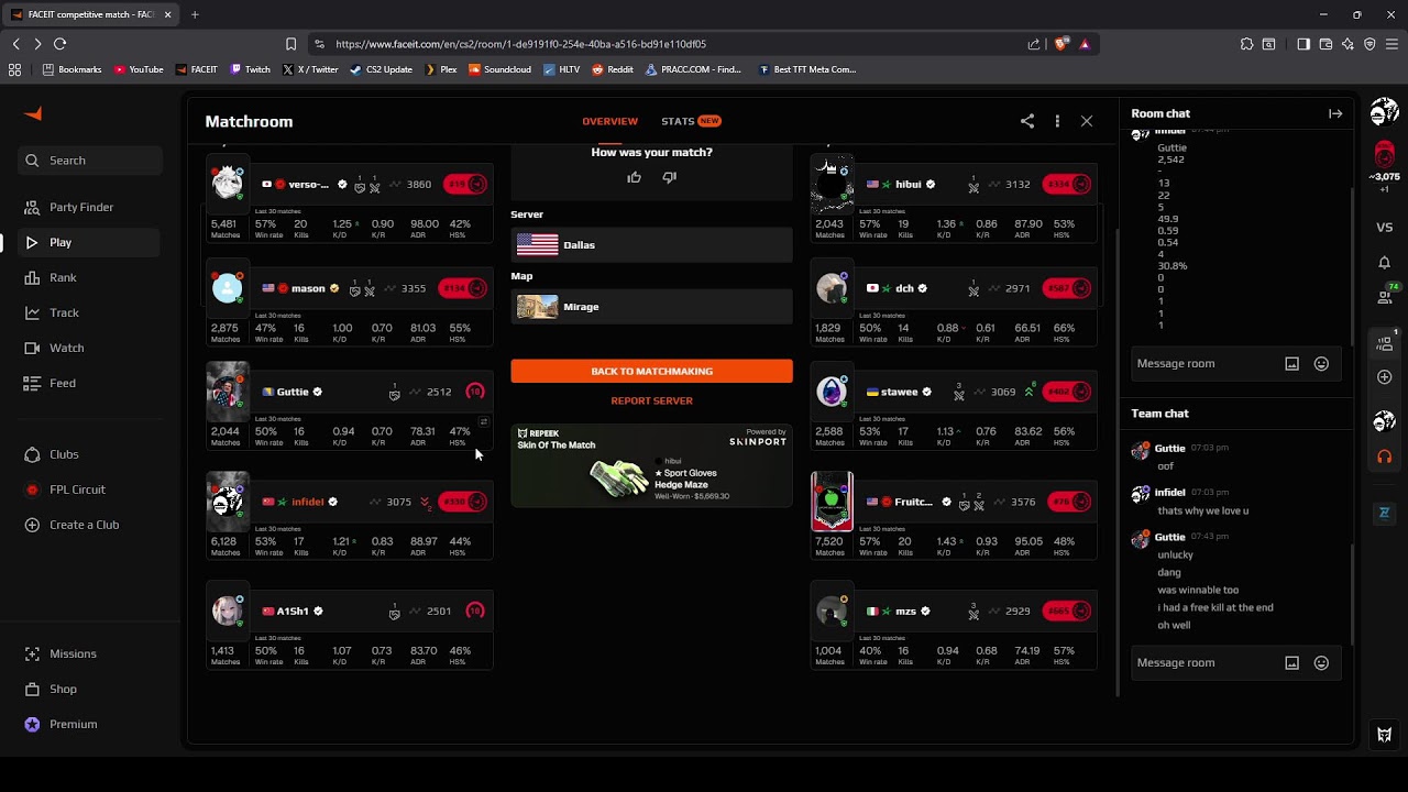made advanced playoffs 🥳 | NA 30k Premier 3k Elo Faceit 30s delay