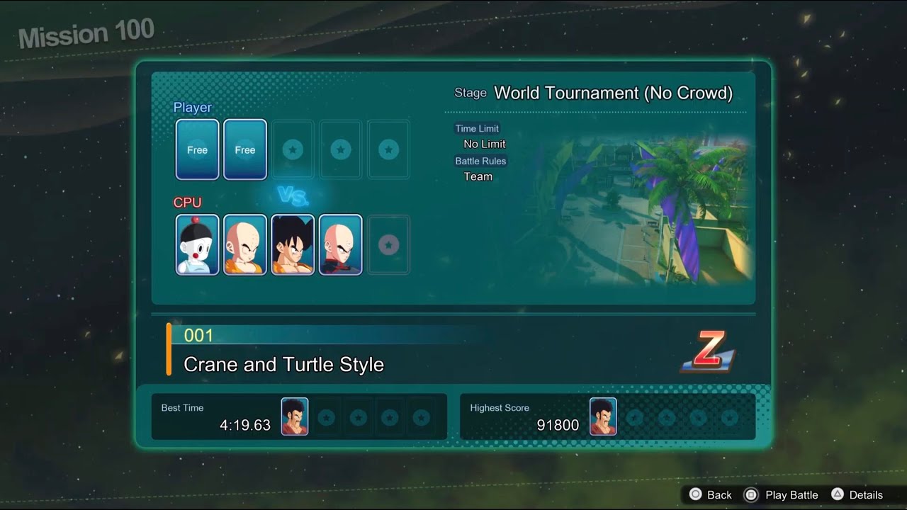 DRAGON BALL: Sparking! ZERO Mission 100, Crane and Turtle Style