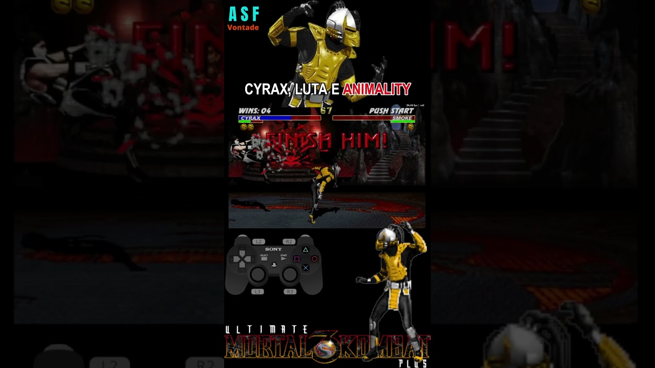 CYRAX, LUTA E ANIMALITY UMK3 PLUS #umk3 #arcade #retrogame