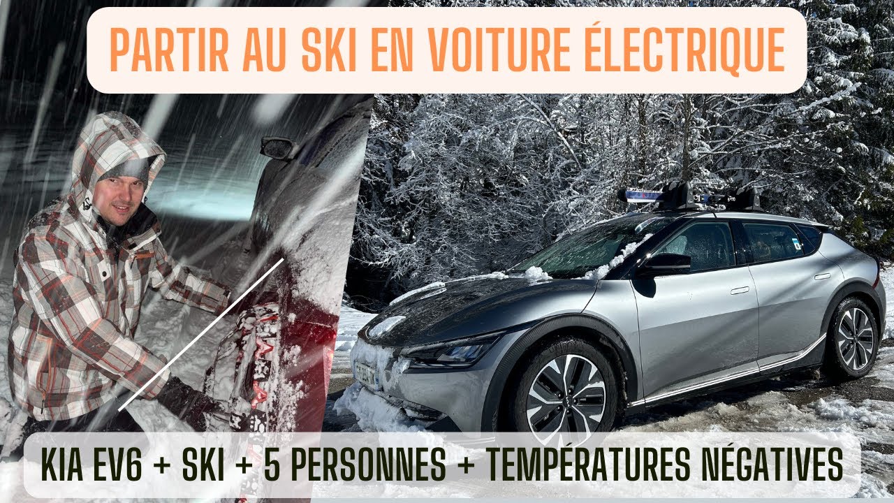 Partir au ski en voiture électrique Kia EV6, les PLUS, les MOINS...