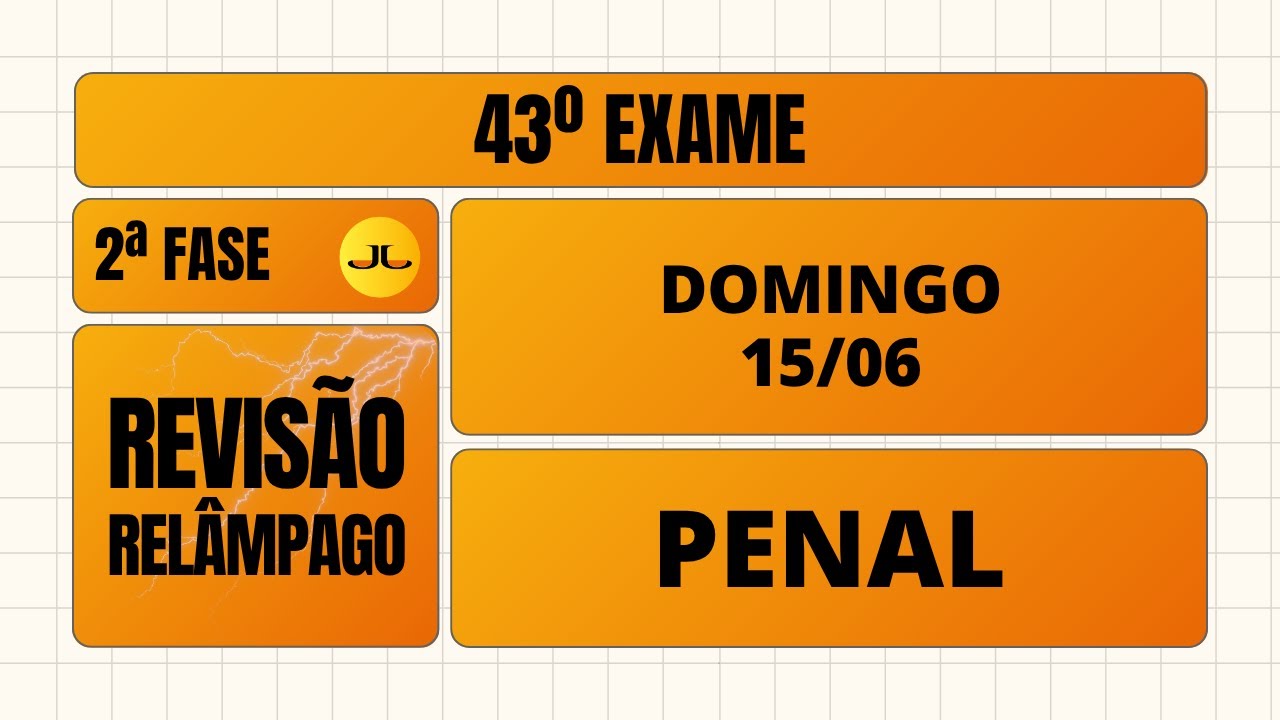 REVISÃO RELÂMPAGO - 2ª FASE PENAL- 43º Exame (OAB) - 15/06/2025
