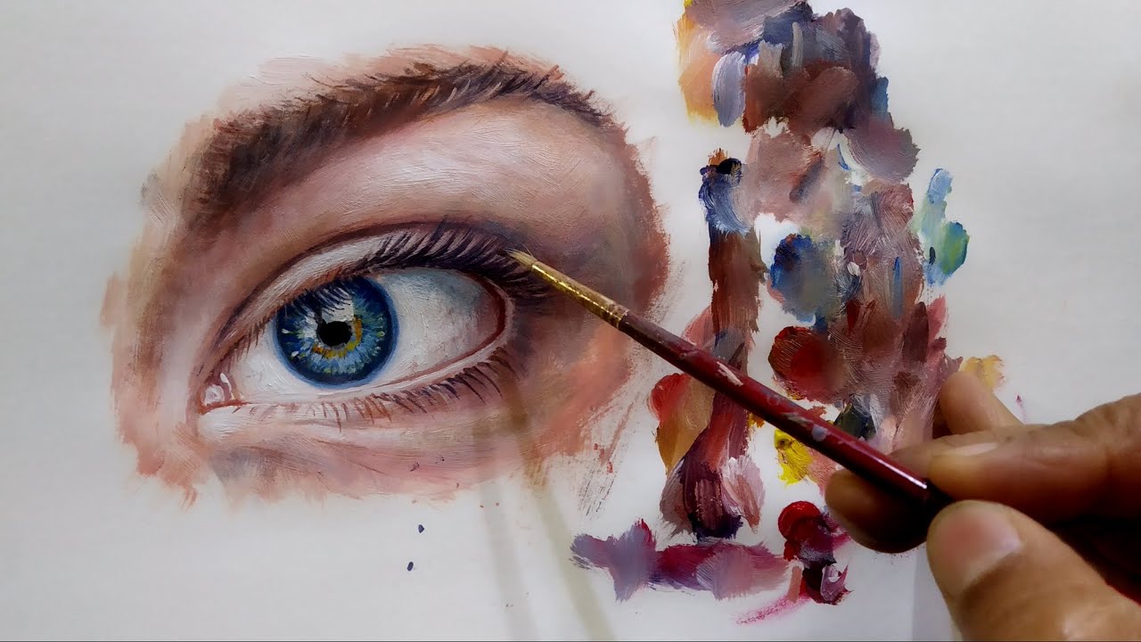 HOW TO PAINT A REALISTIC EYE IN ACRYLIC ON PAPER | 2X SPEED | by Debojyoti Boruah