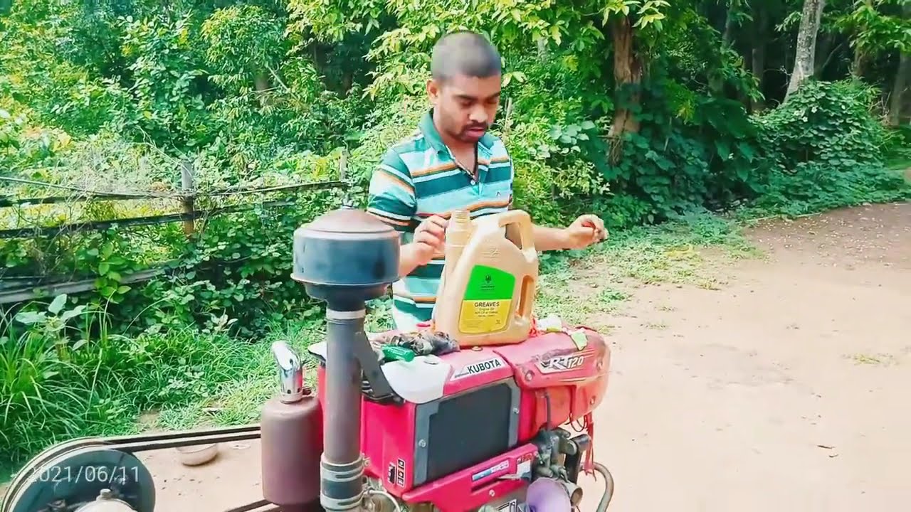 Power tiller Engine Oil Change #Kubota RT 120 Plus #Kubota Power tiller