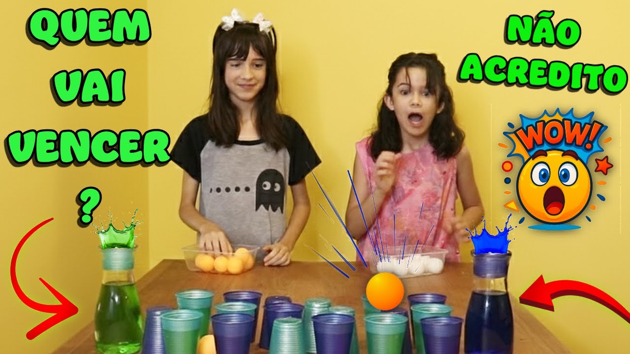QUEM VAI ENCHER A GARRAFA PRIMEIRO?🟠⚪🥤 Desafio da Bolinha no Copo!