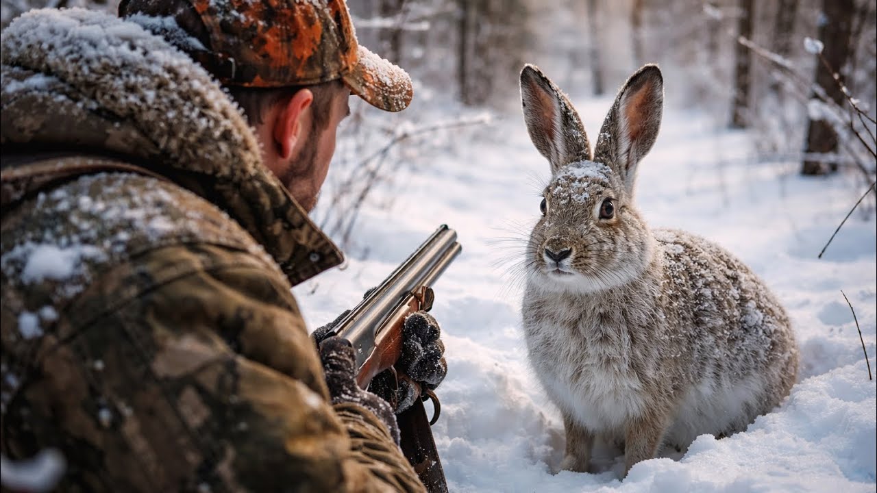 Охота на зайца. Глаза в глаза. #dog #hunting ##huntingbus#huntingjajan#huntingdog #зима #shortvideo 