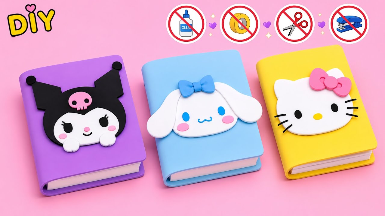 DIY cute mini notebook / no glue no tape craft / easy paper craft / art stationery /  back to school