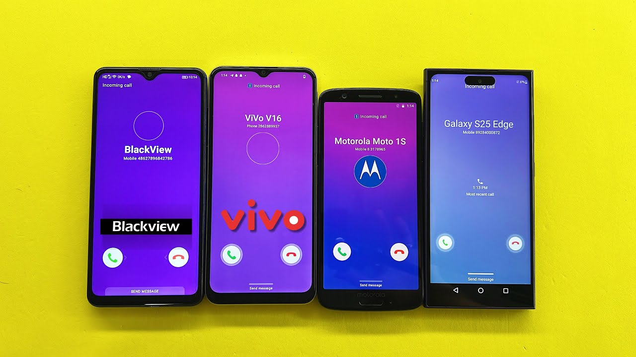 FAKE Incoming Call Samsung Galaxy S25 Ultra + Blackview A80 Pro + Motorola Moto 1S + Vivo Y16