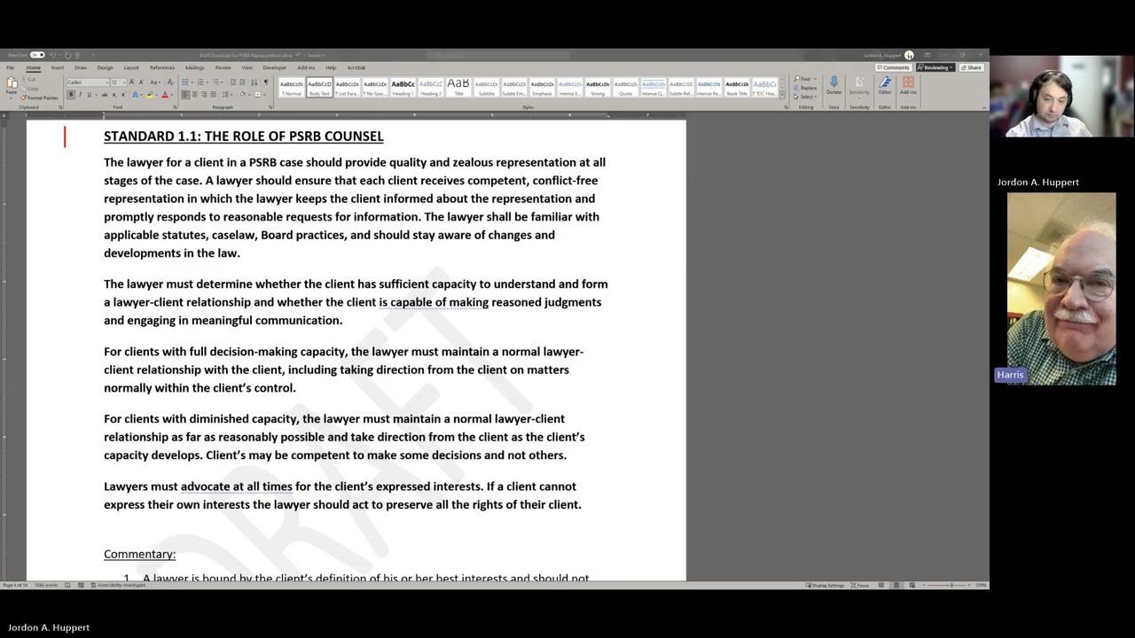 Public Defense Standards Development: October 10, 2025 Quasi-Criminal (PSRB)