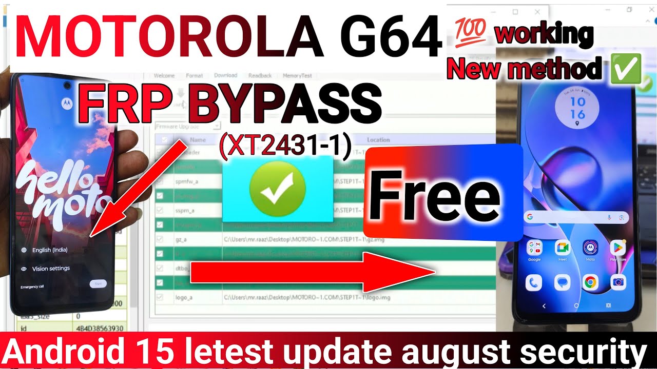 Android 15:- Motorola g64 5g (XT2431-1) Frp Bypass Android 15 letest update 2025|| Free Frp file 🗃️