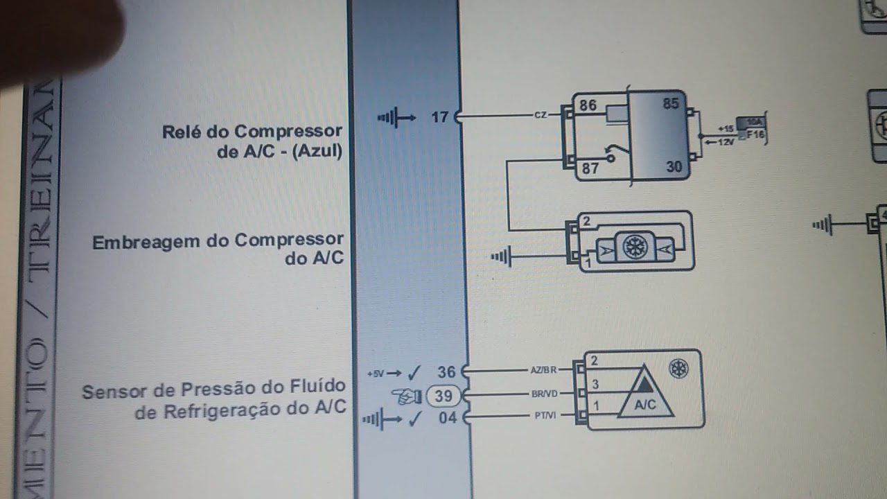 instalação kit ar condicionado Palio Strada 1.4 esquema elétrico da central de injeção