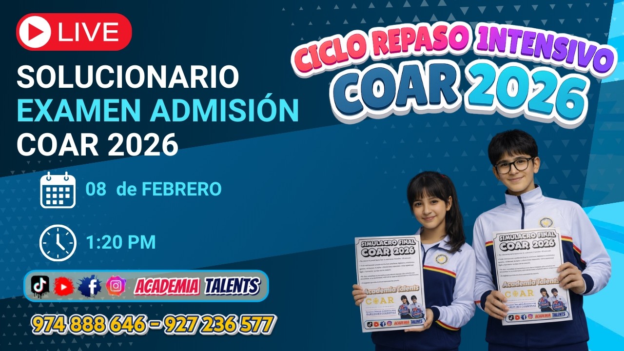 🔴 SOLUCIONARIO EN VIVO – EXAMEN DE ADMISIÓN COAR 2026 🧠📘
