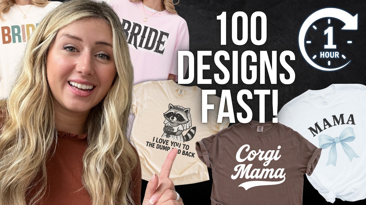 How to Create 100 T-shirt Designs in 1 Hour! (full tutorial)
