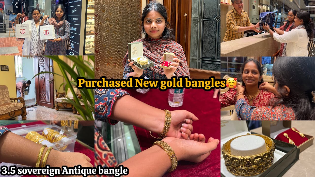 Vlog#49 💁‍♀️Antique gold bangles vaangiten🤩||Gold shopping vlog||Gold bangles #diml #goldshopping