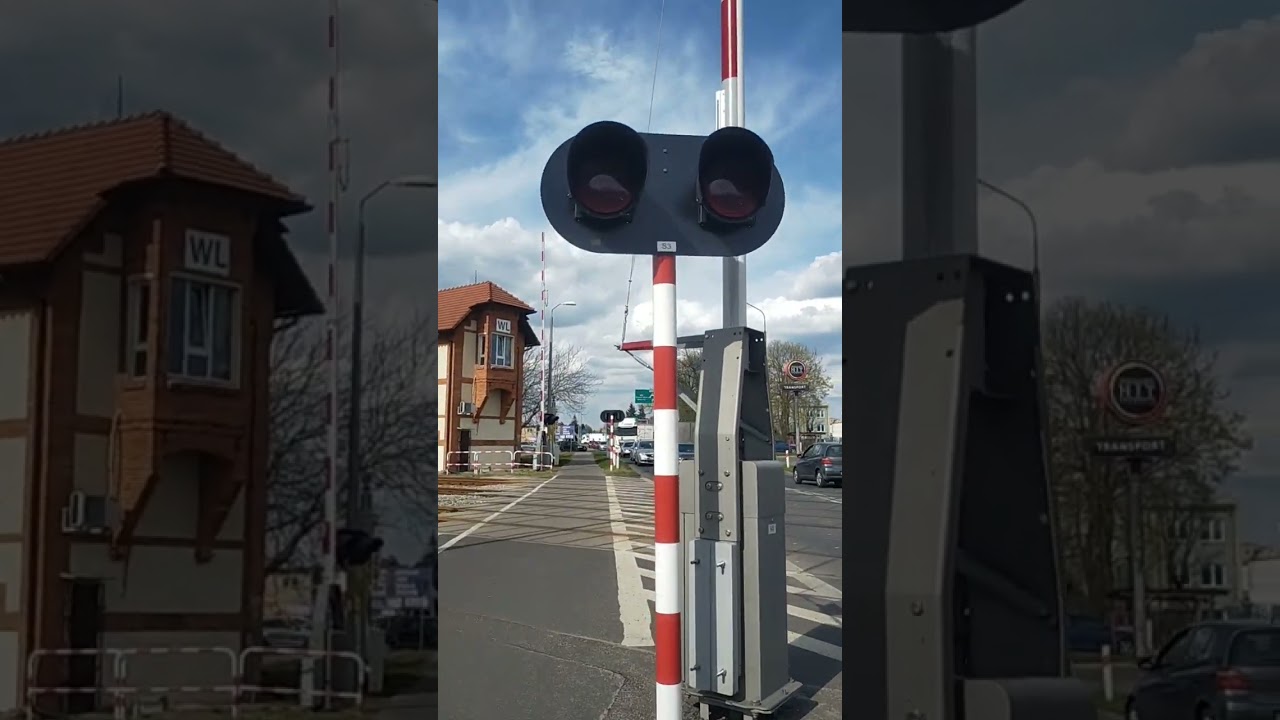 Przejazd kolejowy Wolsztyn ul fabryczna 2 szynobusy i krótka prezentacja przejazdu 