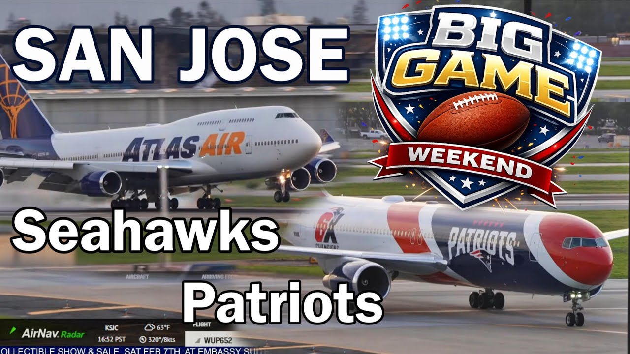 KSJC LIVE |  FEB 1, 2026 | BIG GAME TEAMS ARRIVE AT SAN JOSE INT AIRPORT  LIVE STREAM WEBCAM IRL