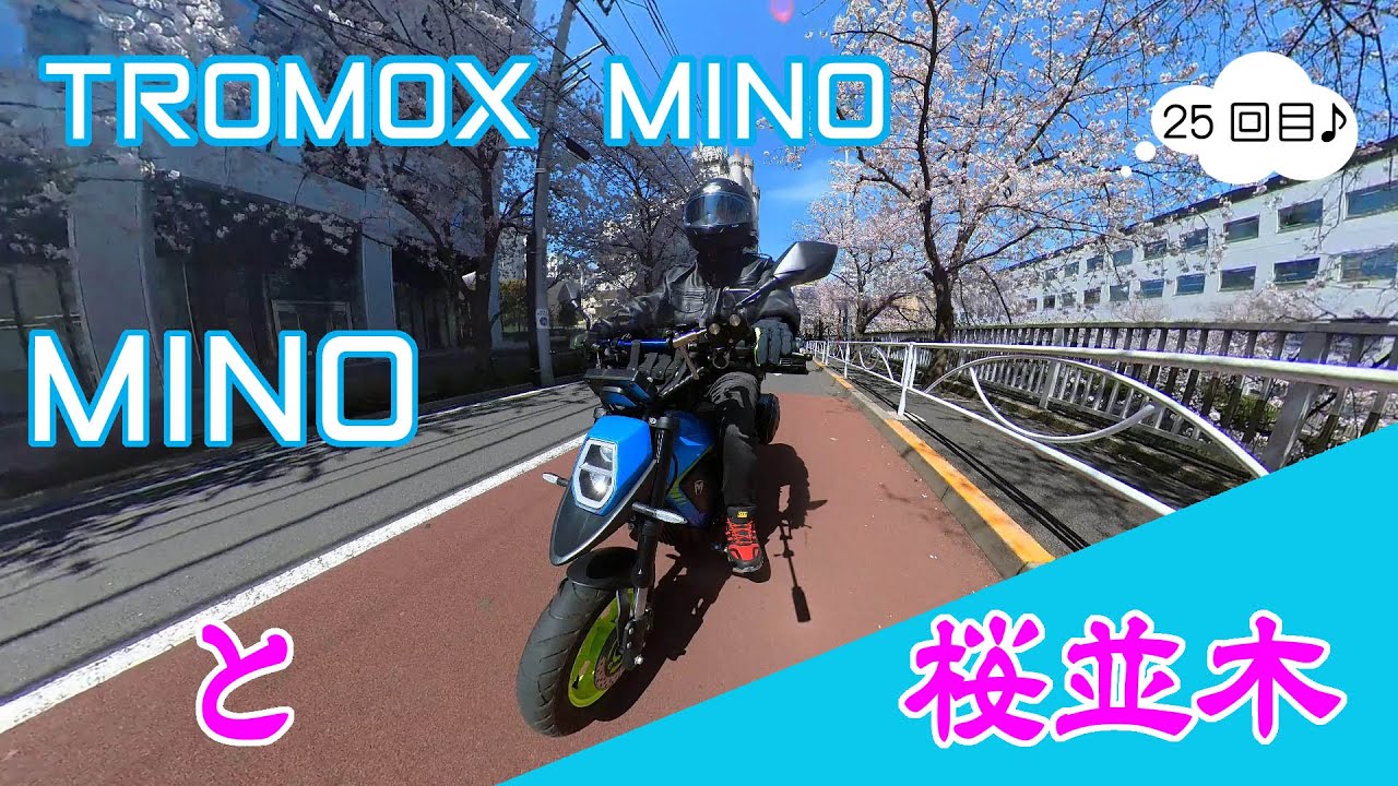 【電動バイク】TROMOX MINO #25 MINOと桜並木