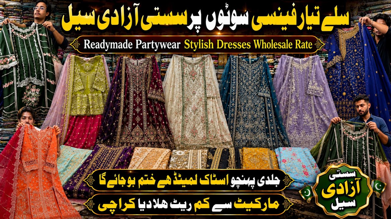 💃🏼Azadi🇵🇰Sale🎉Limited Time🕰️Offer/Partywear Fancy Stylish Three Piece Suit/Chiffon,Silk@ayshakhancls