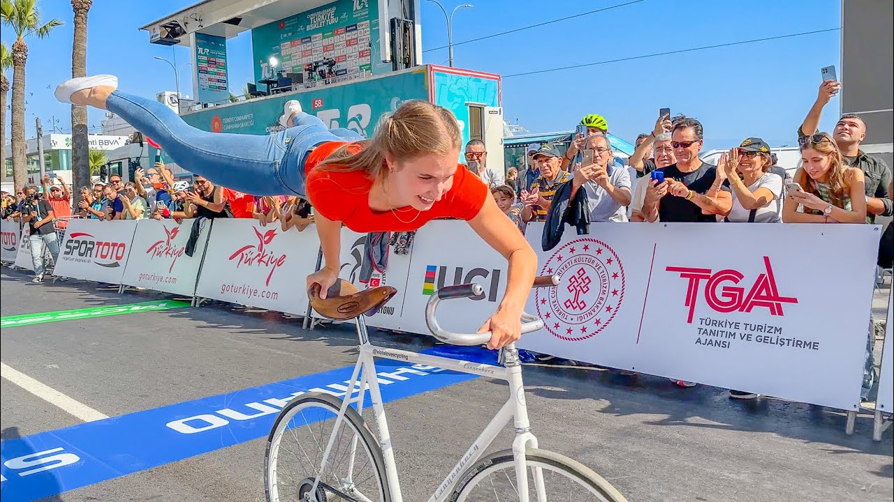 Incredible Bike Girl Street Performance! Must watch! Artistic Bike at Tour of Turkiye