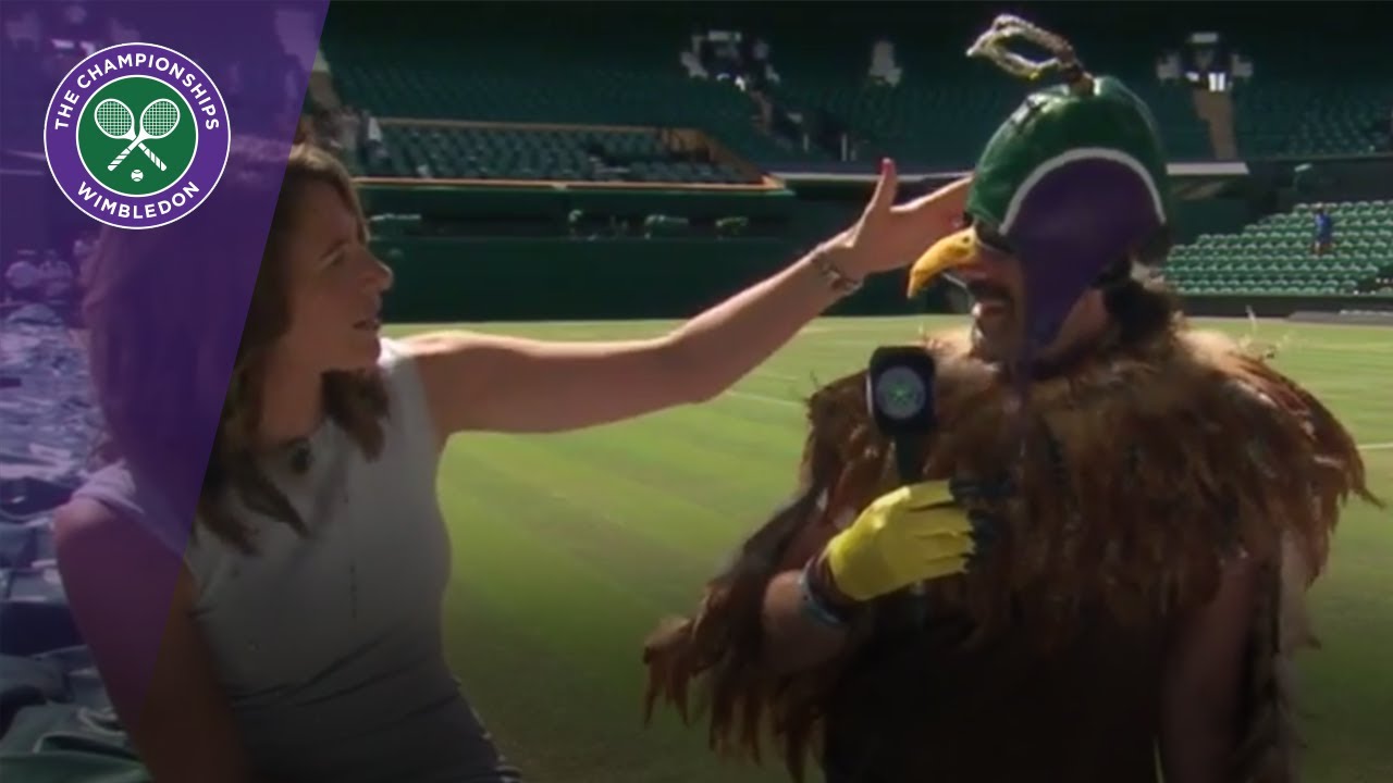Wimbledon 2017 - Fan comes dressed as Rufus the Hawk