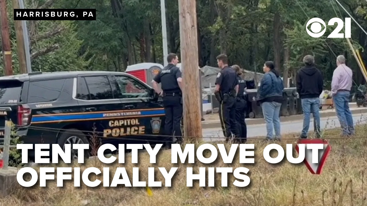 Tent City: Police presence around unhoused encampment as move out deadline hits, residents vacate