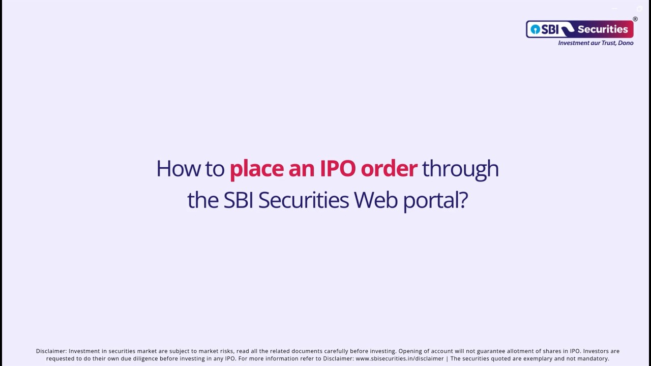 How to place an IPO order through the SBI Securities Website?