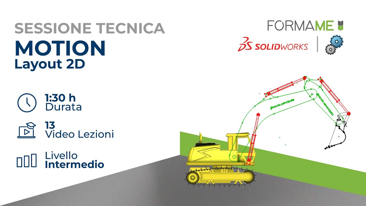 Assemblare il Layout 2D di un braccio escavatore in SolidWorks