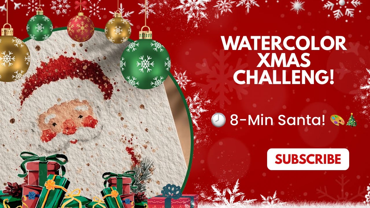Paint a Cute Christmas Santa in Just 8 Minutes! 🎅🏻✨ | Watercolor Challenge !