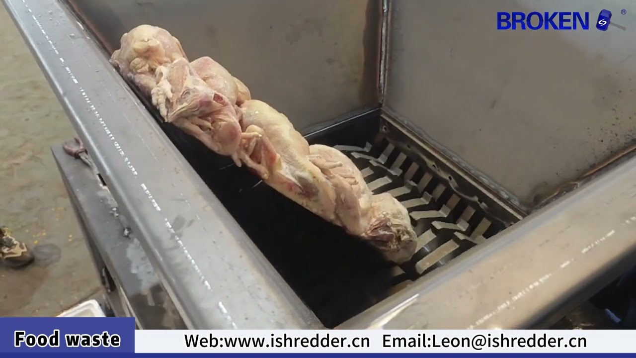 Food waste twin-shaft shredder，It can shred bones, meat, food waste, vegetables