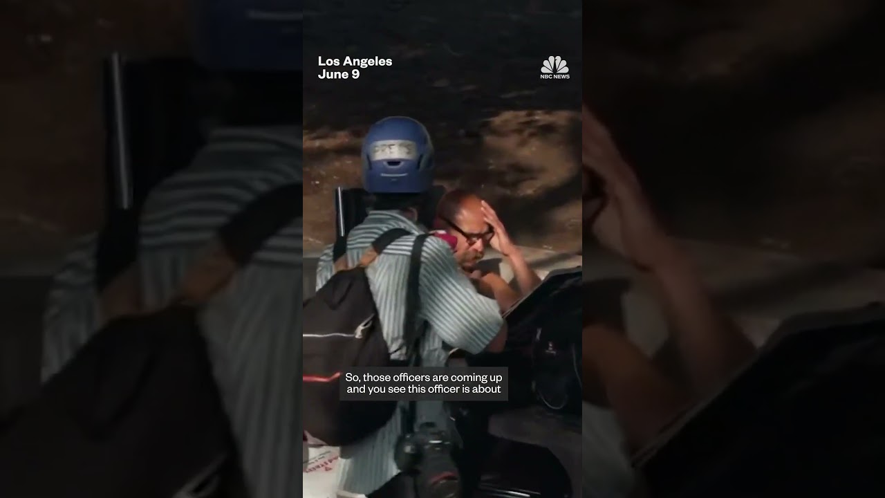 Gadi Schwartz retreats as officers launch flash bangs to disperse protesters