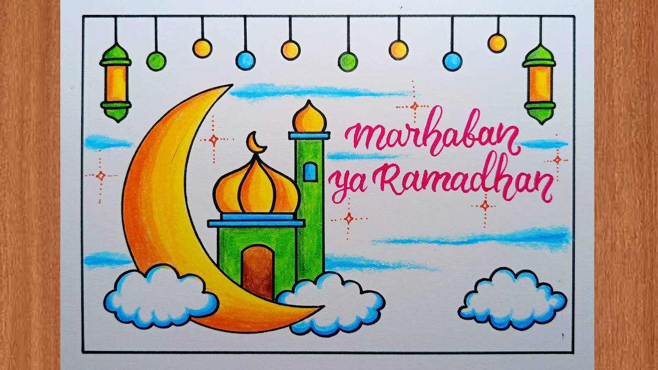 How to Draw a Simple and Beautiful Ramadan Poster || Marhaban Ya Ramadhan Drawing
