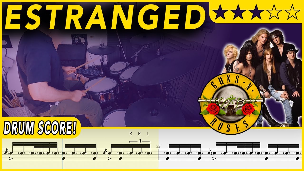 Estranged - Guns N' Roses | DRUM SCORE Sheet Music | #607 DRUMSCRIBE