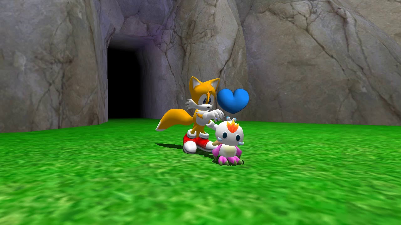 Petting a Chao in Sonic Adventure 2 as Tails