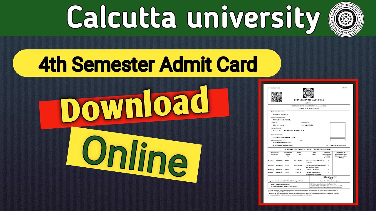CU 4th Semester Admit Card Download Online 📱| 4th Semester Admit Card 2023 | cu admit card