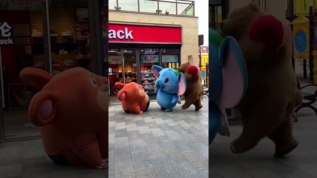 This elephant did not expect that there was a bear behind him 