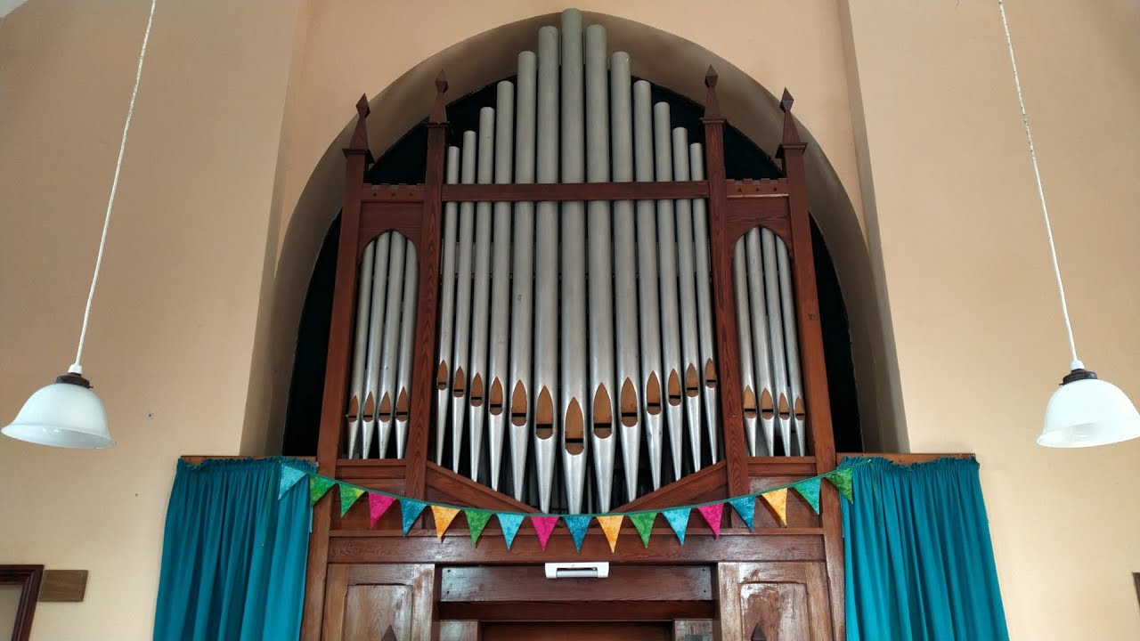The 1920 Trudgian pipe organ at Nanstallon Village Hall (former Methodist Church), Cornwall