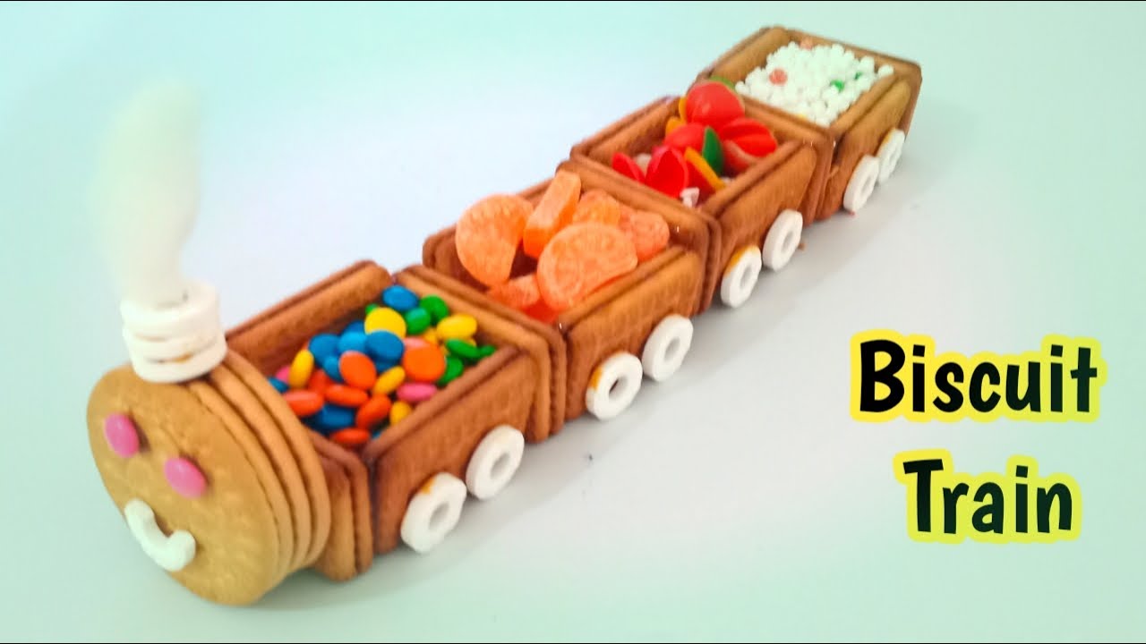 Biscuit  Train Decoration Idea | Decoration for Bornhan | Rukhwat Gauari | Biscuit Crafts | Fun Art