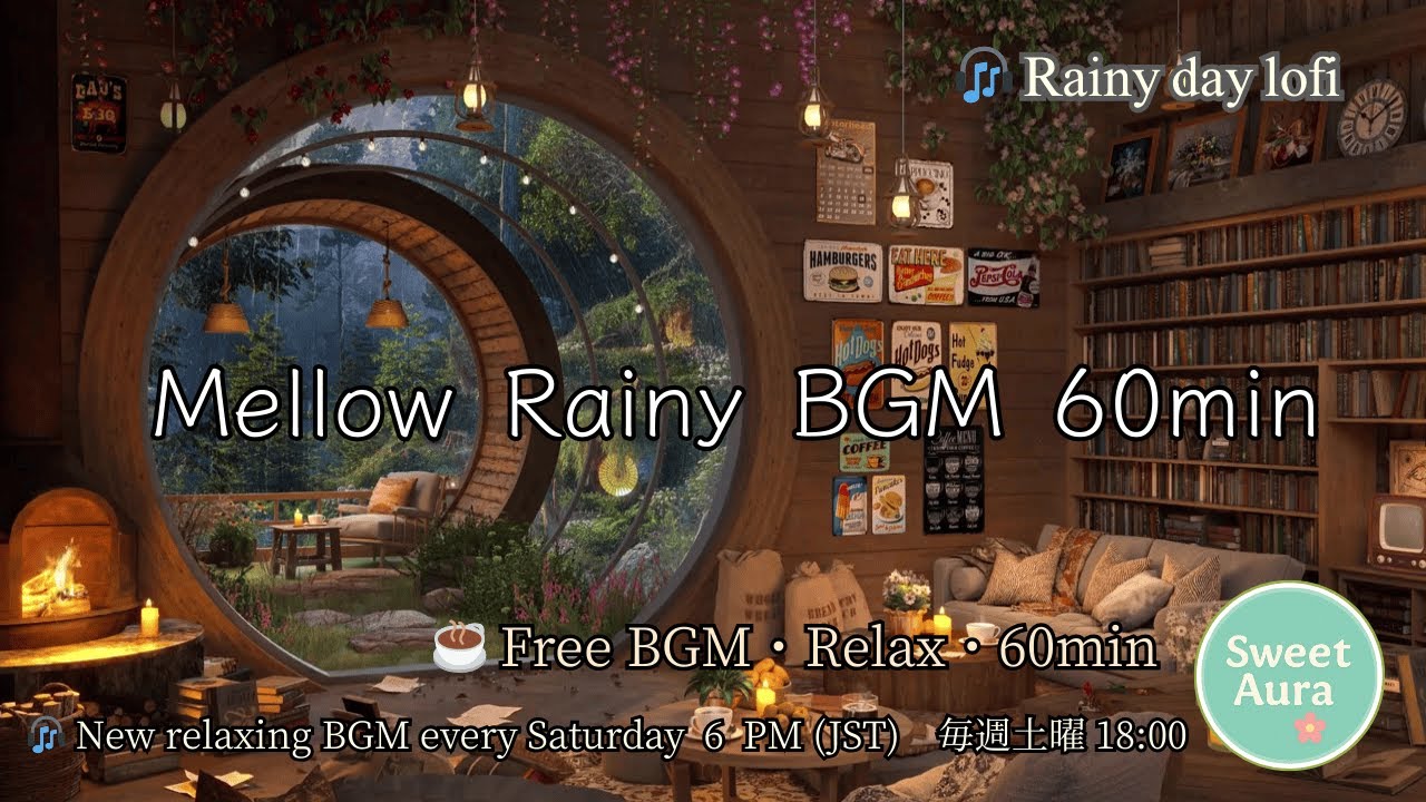 🌧 Mellow Rainy lofi 60min  －  Cozy BGM with Rain Sounds（雨の日・作業用bgm／勉強用bgm）