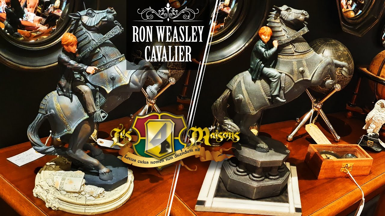 ENESCO vs IRON STUDIOS, Ron Weasley sur la pièce d'échec Cavalier du défi final chez Les 4 Maisons.