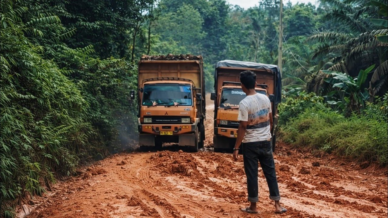 Detik-Detik Menegangkan ‼️ Truk Terjebak di Jalan Berlumpur Paling Ekstrem