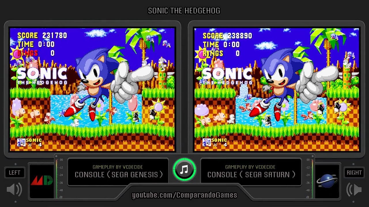 Sonic the Hedgehog (Sega Genesis vs Sega Saturn) Side by Side Comparison