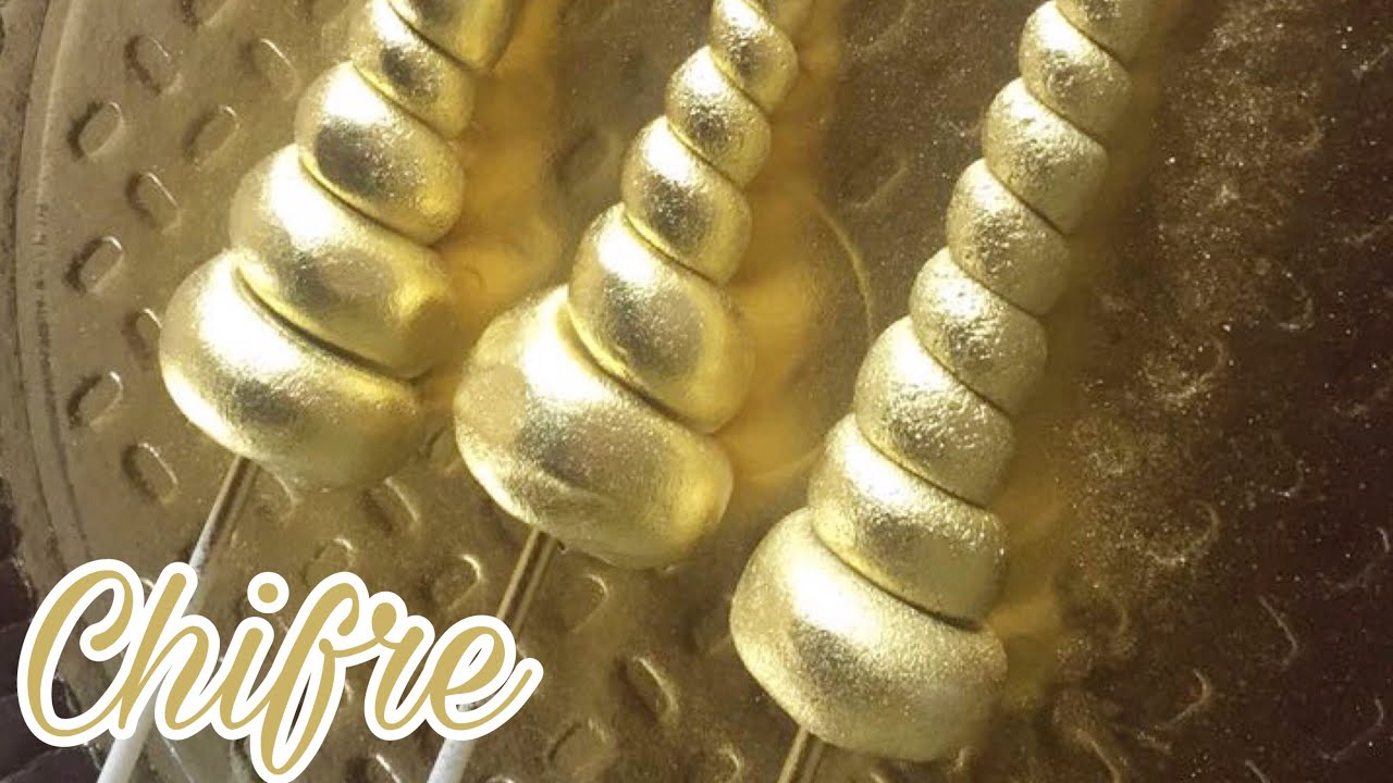 Como fazer chifre de pasta americana para bolo unicórnio c/ pó dourado Sugar Art