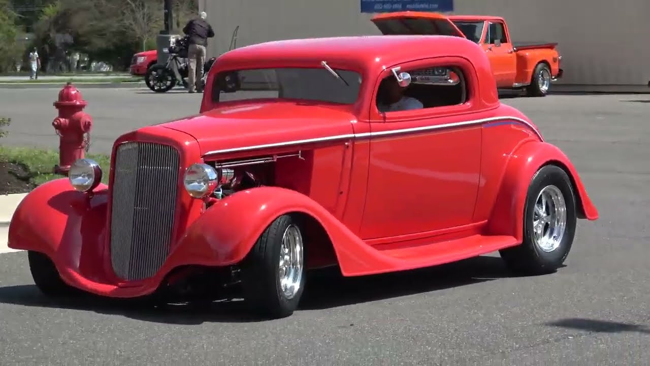 Street Rod Classic and Muscle Cars Leaving Show Awesome V8 Exhaust Sounds Dreamgoatinc 4K Video