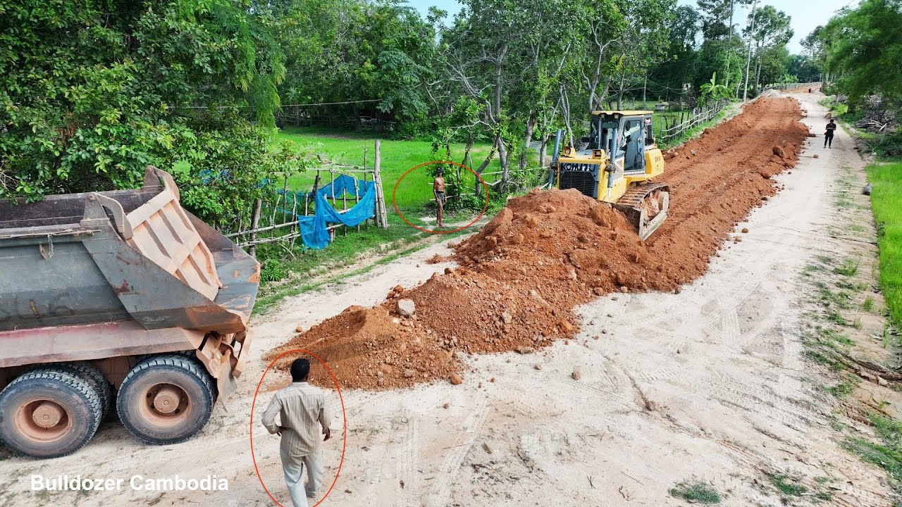 New The Project!! Dozer Shantui Operator Skills Working Pushing Dirt With Dump Truck 25 5Ton
