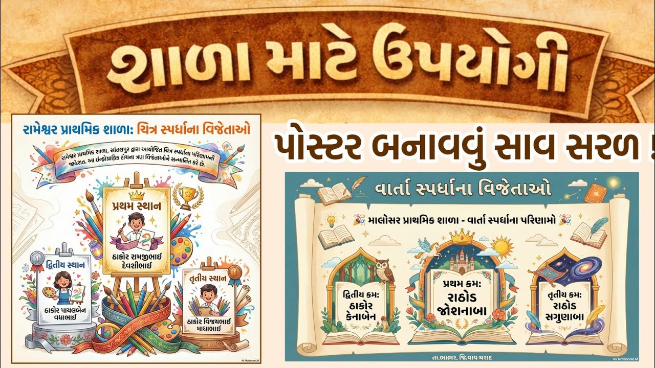શાળાના આકર્ષક પોસ્ટર માટે હવે બીજાને નહીં કહેવું પડે !